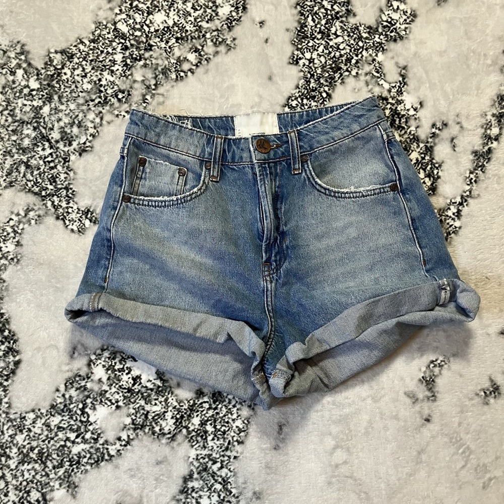 One Teaspoon Denim Jean Shorts Womens Soze 26 Blue Janis Joplin Rolled Hem